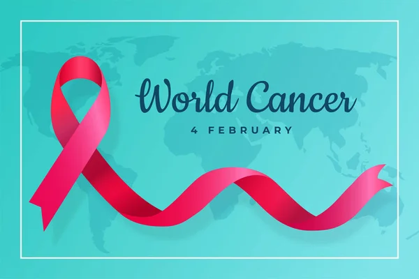 Design de modelo de fundo de cartaz do Dia Mundial do Câncer com ilustração vetorial de símbolo de fita —  Vetores de Stock