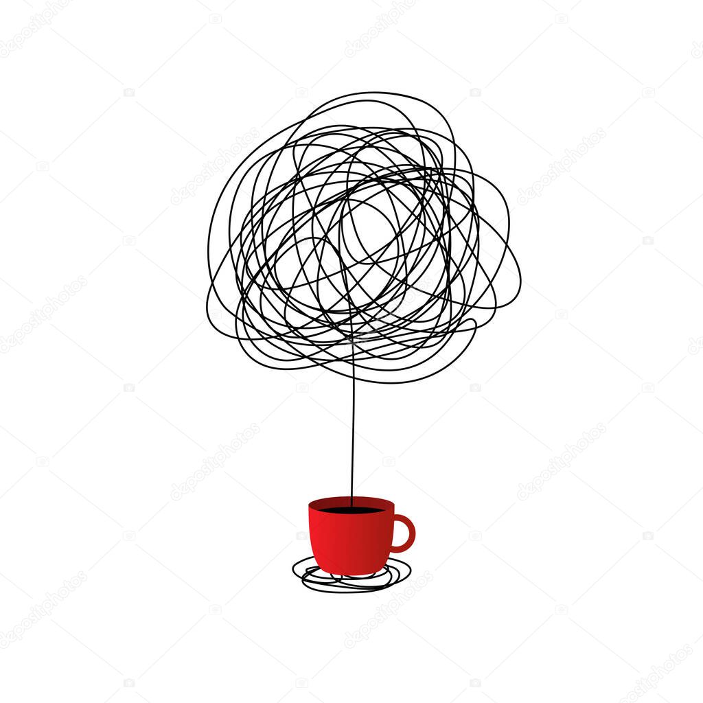 No Creativity Complicated Inspiration After Drinking Coffee Illustration A Cup With Messy Line Come Out Symbol Tangled Scribble Doodle Vector Path Design Premium Vector In Adobe Illustrator Ai Ai