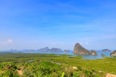 Muhteşem Phang-Nga Körfezi manzarası Samet Nangshe Bakış açısı, Tayland