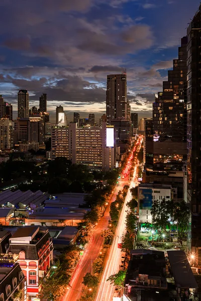 Bangkok Business District Stadsgezicht Met Wolkenkrabber Nachts Thailand — Stockfoto