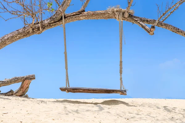 Balanço Madeira Pendurar Sob Árvore Koh Phak Bia Island Krabi — Fotografia de Stock