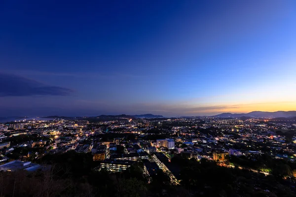 Phuket Stadt Luftaufnahme Vom Khao Rang Hill Park Der Dämmerung — Stockfoto