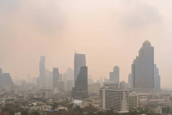 Ungesunde Luftverschmutzung Geschäftsviertel Von Bangkok Verschmutzung Mit Staub Smog Oder — Stockfoto