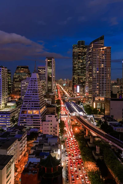 Bangkok Cidade Distrito Negócios Com Arranha Céu Crepúsculo Tailândia Imagem De Stock