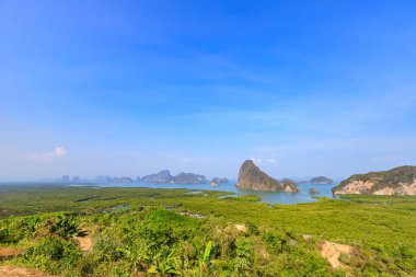 Muhteşem Phang-Nga Körfezi manzarası Samet Nangshe Bakış açısı, Tayland