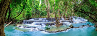 Huai Mae Khamin Şelalesi 5. seviye panorama, Khuean Srinagarindra Ulusal Parkı, Kanchanaburi, Tayland
