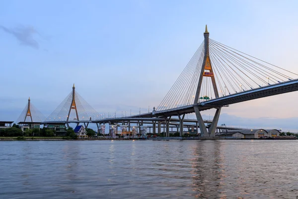 Bangkok Tailandia Julio 2019 Puente Bhumibol Puente Más Grande Sobre — Foto de Stock