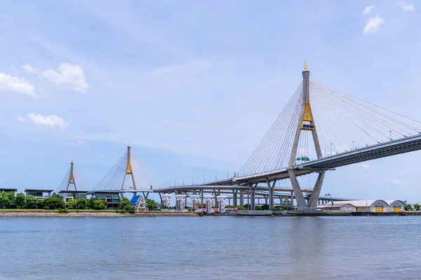 Bangkok Tailandia Julio 2019 Puente Bhumibol Puente Más Grande Sobre — Foto de Stock