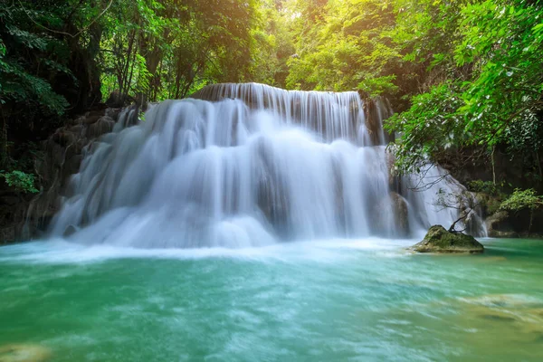 Wodospad Huai Mae Khamin Poziom Khuean Srinagarindra National Park Kanchanaburi — Zdjęcie stockowe