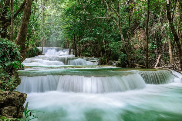 Huai Mae Khamin Úroveň Vodopádu Národní Park Khuean Srinagarindra Kanchanaburi — Stock fotografie