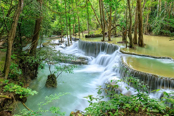 Huai Mae Khamin Wasserfall Stufe Khuean Srinagarindra Nationalpark Kanchanaburi Thailand — Stockfoto