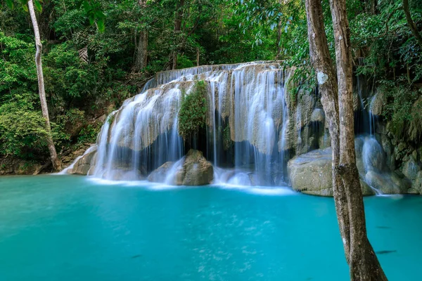 Cascada Nivel Parque Nacional Erawan Kanchanaburi Tailandia — Foto de Stock