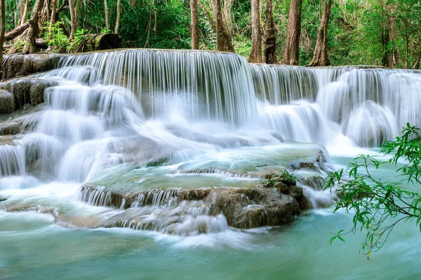 Huai Mae Khamin Cachoeira Nível Parque Nacional Kanchanaburi Tailândia Fotografia De Stock