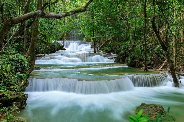 Huai Mae Khamin Cachoeira Nível Parque Nacional Khuean Srinagarindra Kanchanaburi Fotografia De Stock