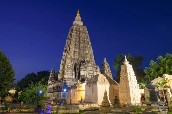 Mahabodhi Temple Night Bodh Gaya India Site Gautam Buddha Attained — Stock Photo, Image