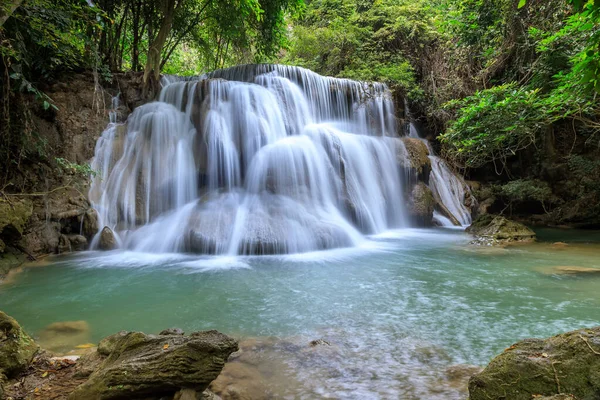 Huai Mae Khamin Cachoeira Nível Parque Nacional Khuean Srinagarindra Kanchanaburi — Fotografia de Stock