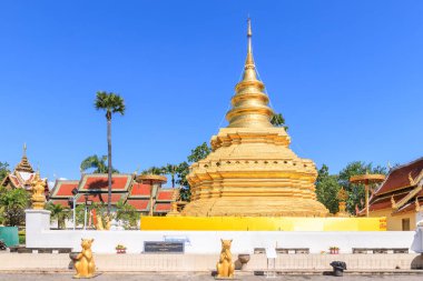 Chiang Mai, Tayland - 16 Kasım 2018: Altın buddha kalıntı pagoda Wat Phra ki Si Chom tanga Worawihan adlı