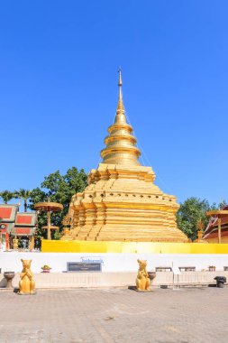 Chiang Mai, Tayland - 16 Kasım 2018: Altın buddha kalıntı pagoda Wat Phra ki Si Chom tanga Worawihan adlı