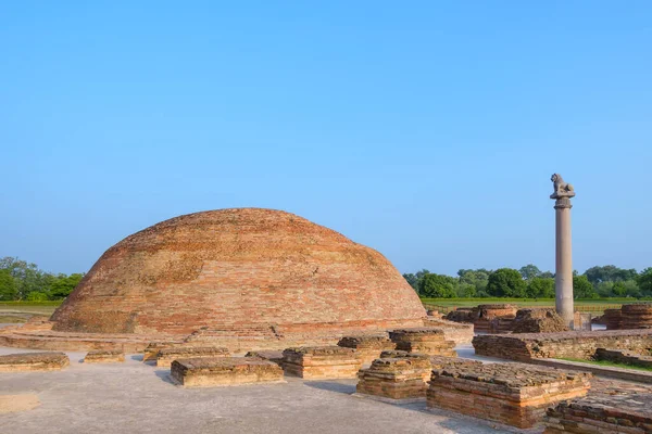 Ananda Stupa Pilar Asokan Kutagarasala Vihara Vaishali Bihar Índia — Fotografia de Stock