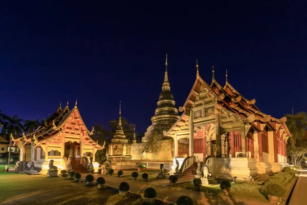 Chapelle Pagode Dorée Wat Phra Singh Woramahawihan Chiang Mai Crépuscule — Photo