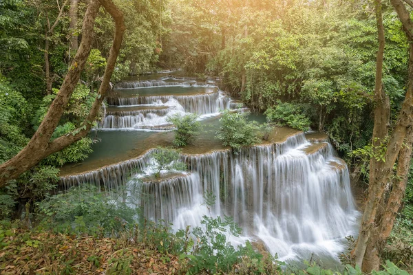 Huai Mae Khamin Vodopád Úrovně Národní Park Khuean Srinagarindra Kanchanaburi — Stock fotografie