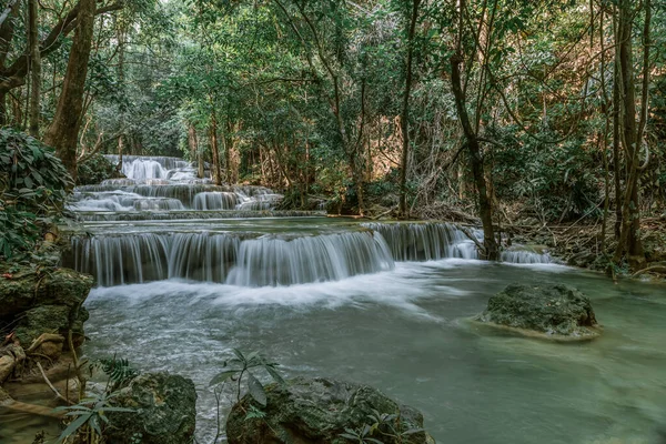 Huai Mae Khamin Waterfall Tier Khuean Srinagarindra National Park Kanchanaburi — Stock Photo, Image