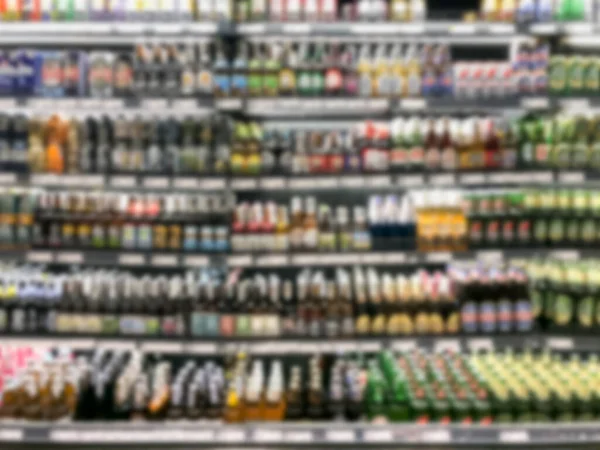 Abstrakte Verschwommene Moderne Supermarkt Gangregale Kühlzone — Stockfoto