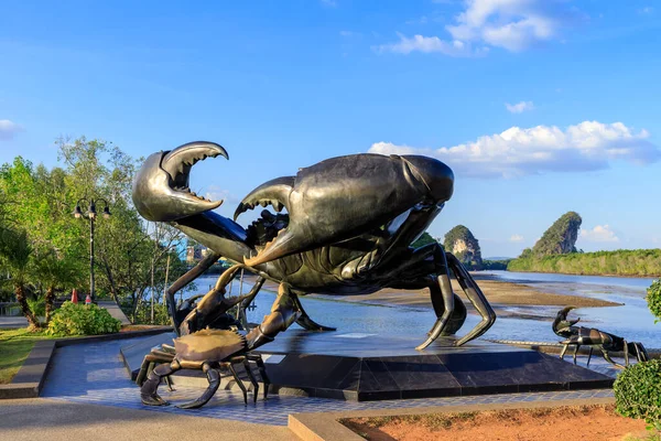 Krabi Thaïlande Février 2019 Statue Crabe Noir Sur Parc Riverain — Photo