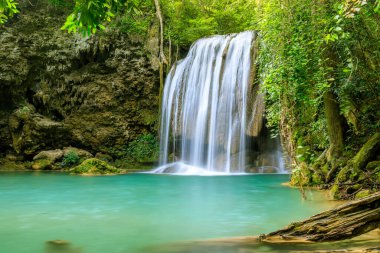 Şelale uçurumu seviye 3, Erawan Ulusal Parkı, Kanchanaburi, Tayland