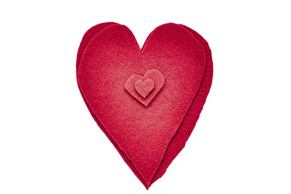 Material Fieltro Rojo Forma Corazón Sobre Fondo Blanco Vista Superior —  Fotos de Stock