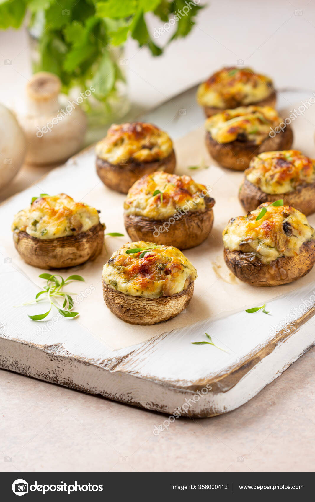 Stuffed Mushrooms Cheese Delicious Baked Appetizer Traditional Starter
