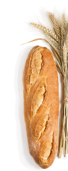 Хліб і вуха пшениці, вид зверху . — стокове фото
