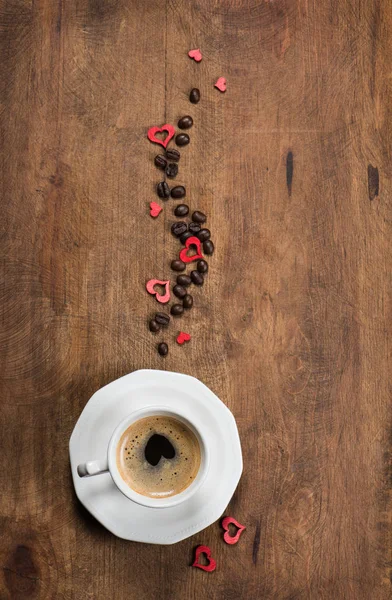 Valentine 's Day Coffee, above view . — стоковое фото