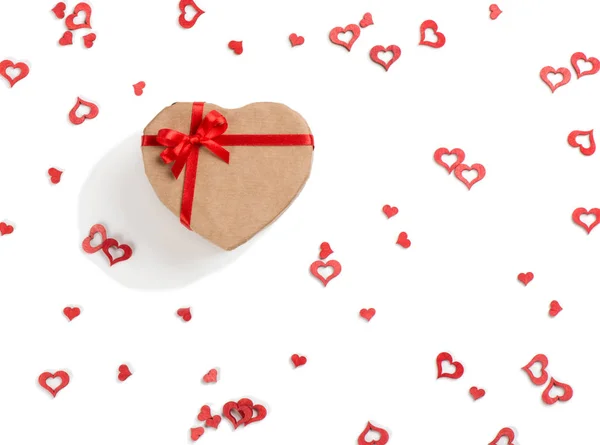 Gift heart with red ribbon — Stock Photo, Image