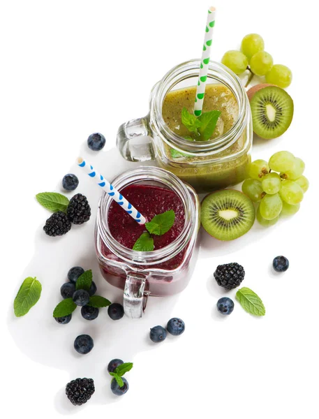 Bunte Smoothies, von oben gesehen. — Stockfoto