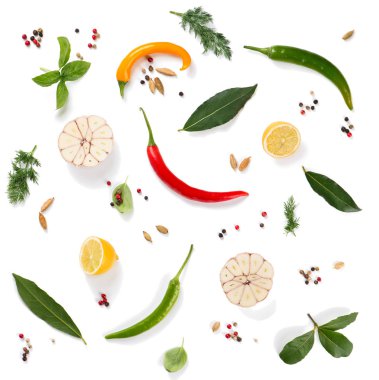  Renkli baharat ve otlar, görünümünün üst.