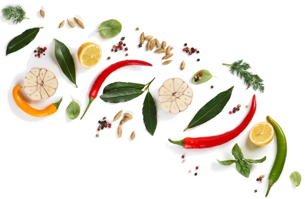 Above view of various herbs and spices. — Stock Photo, Image
