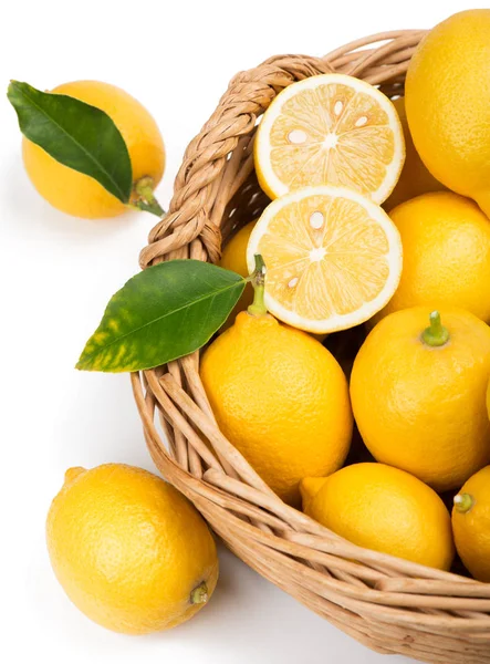 Fresh lemons need in a basket — Stock Photo, Image