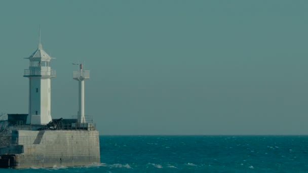 Vuurtoren Zee Lucht — Stockvideo