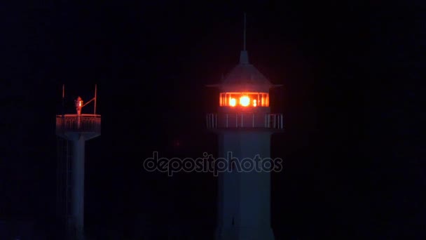 Work Sea Lighthouse Night — Stock Video