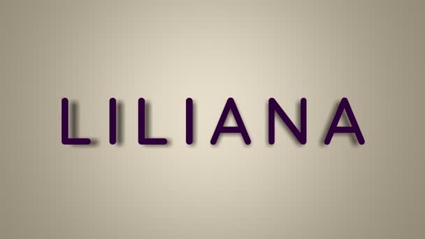 Mijn naam is Liliana. De vrouwelijke naam Liliana op een lichte achtergrond verdwijnt vliegend in vlinders. Minimale graphics. 4k — Stockvideo