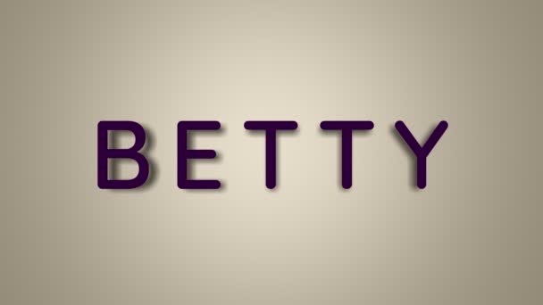 Ik heet Betty. De vrouwelijke naam Betty op een lichte achtergrond verdwijnt vliegend in vlinders. Minimale graphics. 4k — Stockvideo