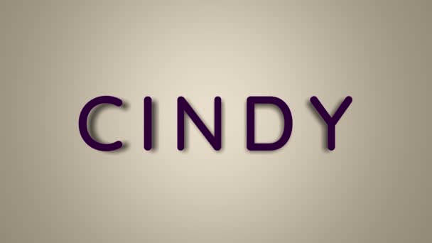 Je m'appelle Cindy. Le nom de la femelle sur un fond clair disparaît volant dans les papillons. Graphiques minimes. 4k — Video
