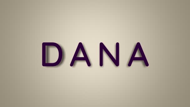 Name is Dana. The female name on a light background disappears flying in butterflies. Minimal graphics. 4k — 비디오