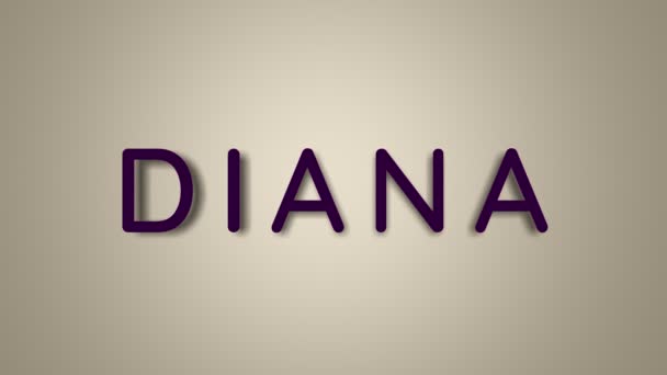 Name is Diana. The female name on a light background disappears flying in butterflies. Minimal graphics. 4k — 비디오