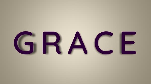 Jmenuje se Grace. Samičí jméno na světlém pozadí zmizí v motýlech. Minimální grafika. 4k — Stock video