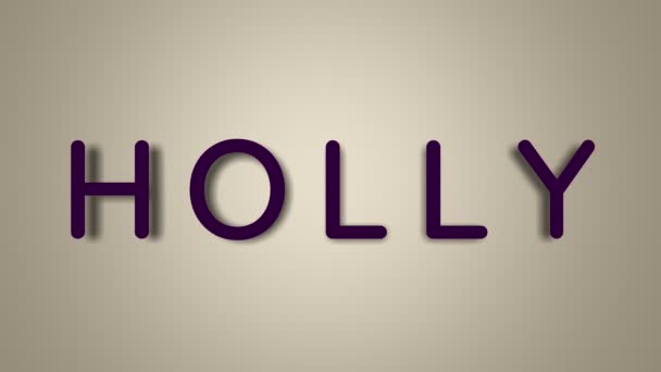 Jmenuje se Holly. Samičí jméno na světlém pozadí zmizí v motýlech. Minimální grafika. 4k — Stock video