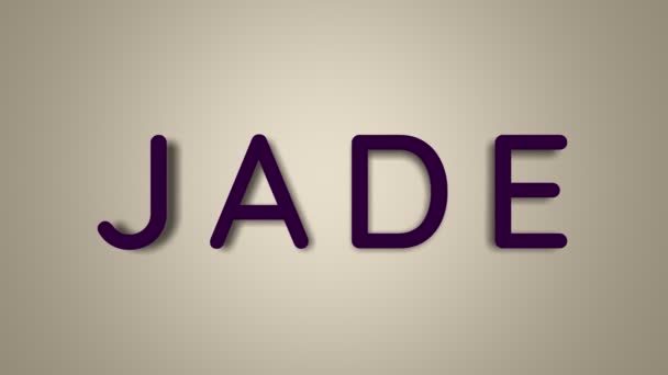 Jade-nek hívják. A női név könnyű háttérrel eltűnik a pillangókban. Minimális grafika. 4k — Stock videók