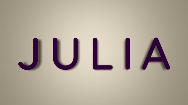 Name is Julia. The female name on a light background disappears flying in butterflies. Minimal graphics. 4k — Stock Video