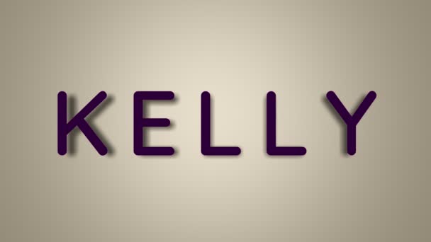 Mi nombre es Kelly. El nombre femenino sobre un fondo claro desaparece volando en mariposas. Gráficos mínimos. 4k — Vídeos de Stock